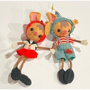 Vintage felt ornaments bendable mice mouse delicate made in Japan 5" whimsical c